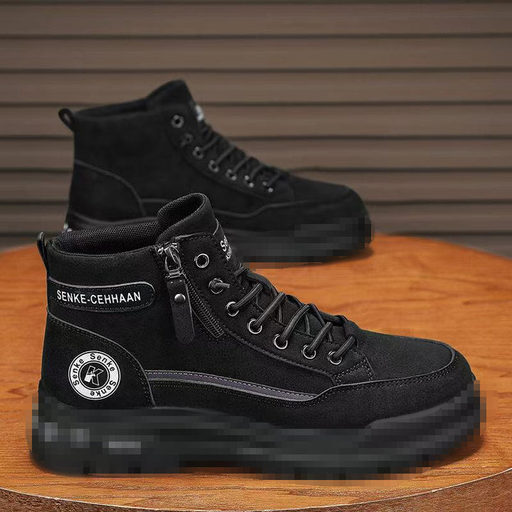 Men's ankle-high sneaker boots made of suede with zipper and patterned rubber sole Mune Fashion