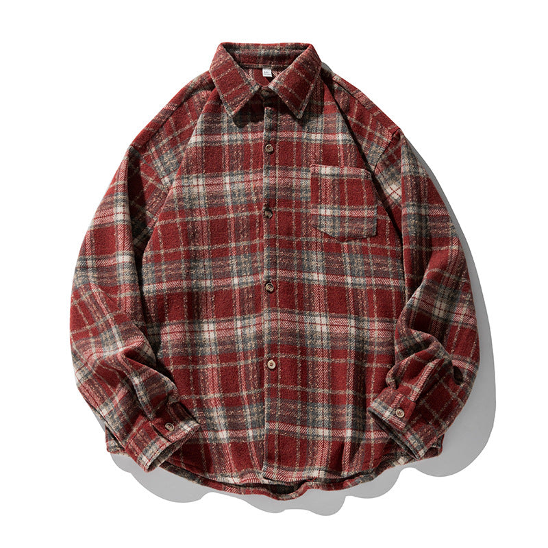 Unisex overshirt in wool fleece check pattern with boxy cut and patch chest pocket Mune Fashion