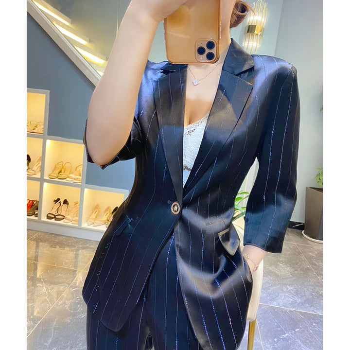 Ladies Elegant Blazer with Shiny Finish Mune Fashion