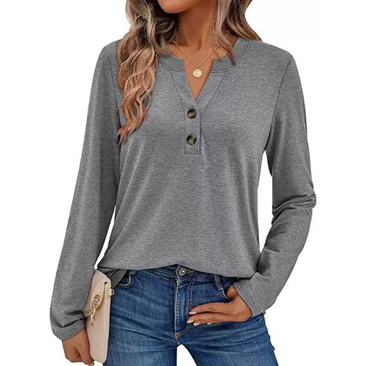 Women's Long Sleeve Shirt with Button Details Mune
