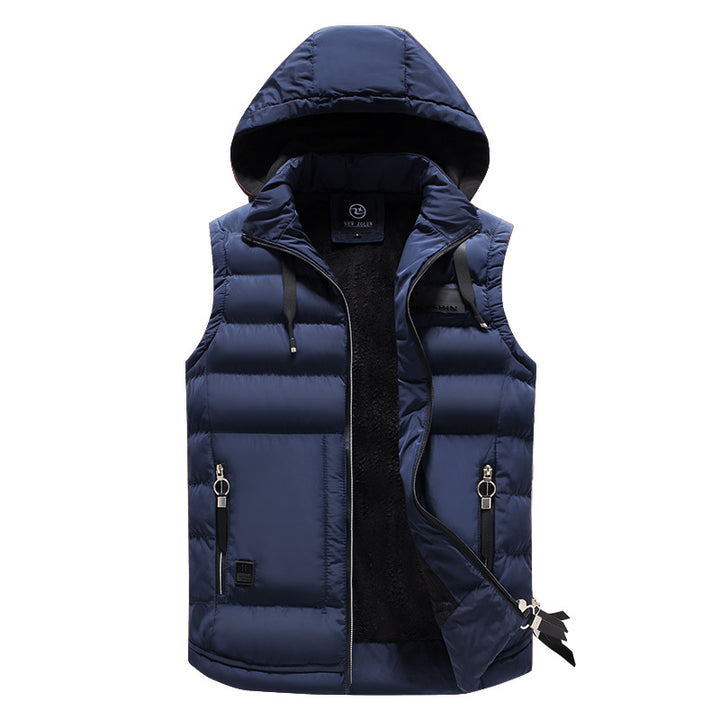 Men's hooded quilted vest with teddy lining, water-repellent shell & zippered pockets Mune Fashion