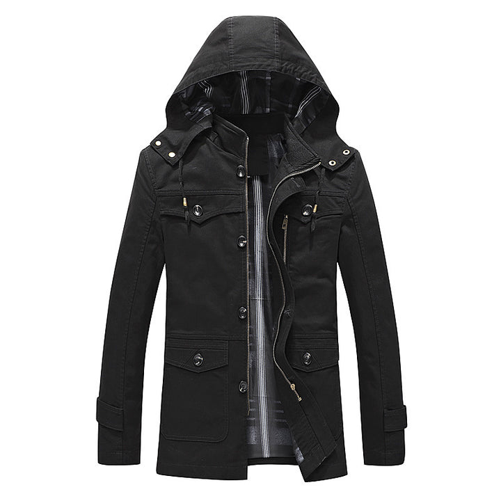 Men's canvas field parka with checked lining, hood, and multifunctional pockets Mune Fashion