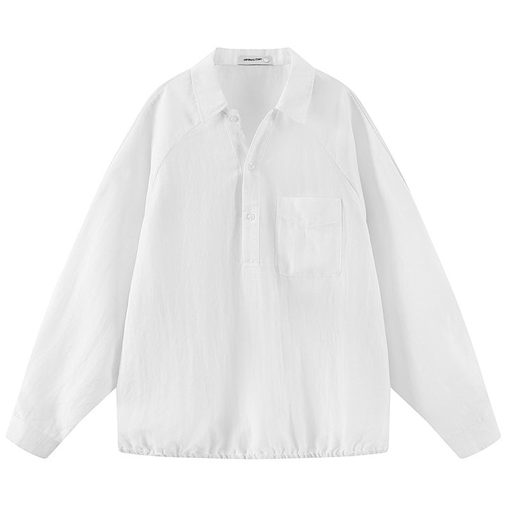 Men's Lightweight Oversized Half-Placket Shirt with Chest Pocket & Elastic Hem Mune Fashion
