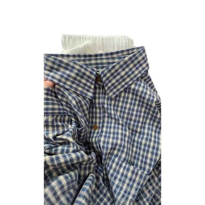Men's Casual Checkered Long Sleeve Shirt Mune Fashion