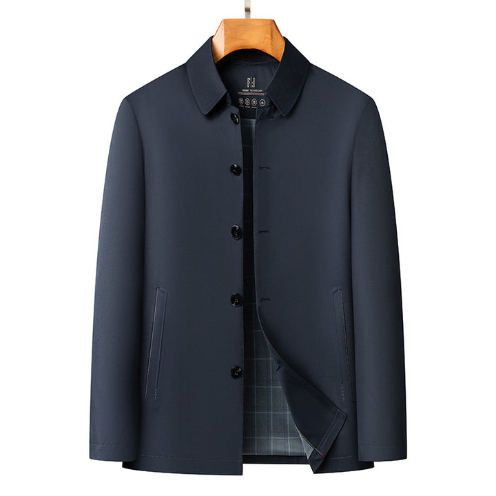 Men's short coat with minimalist design and checkered inner lining Mune Fashion