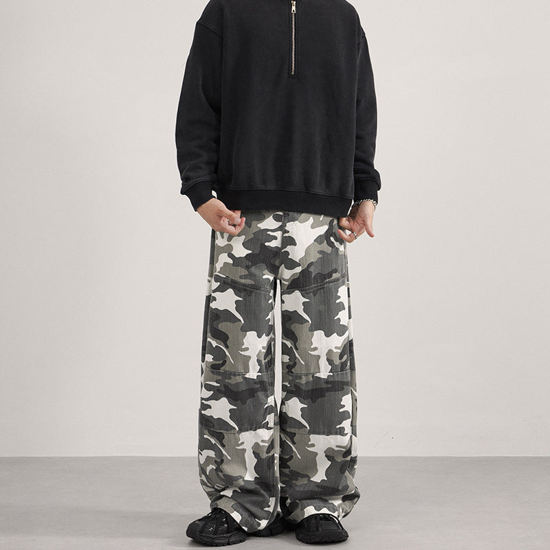 Men's Extra Wide Cargo Pants in Palazzo Cut with Camouflage Print Mune Fashion