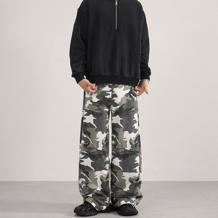 Men's Extra Wide Cargo Pants in Palazzo Cut with Camouflage Print Mune Fashion