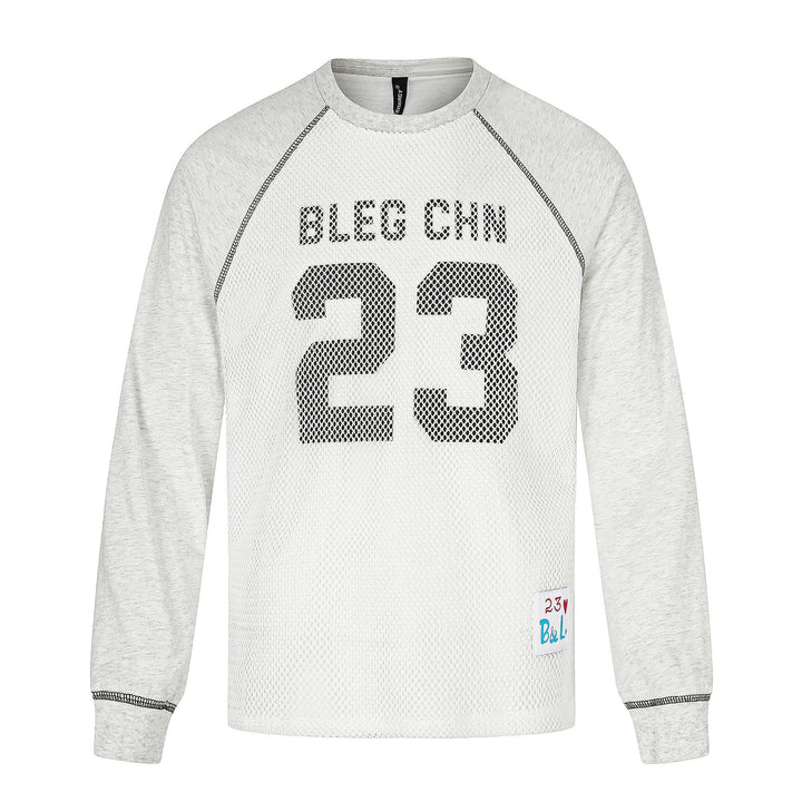Men's Sportives Mesh Layer Crew Neck Sweatshirt with Raglan Sleeves and Front Print Mune Fashion