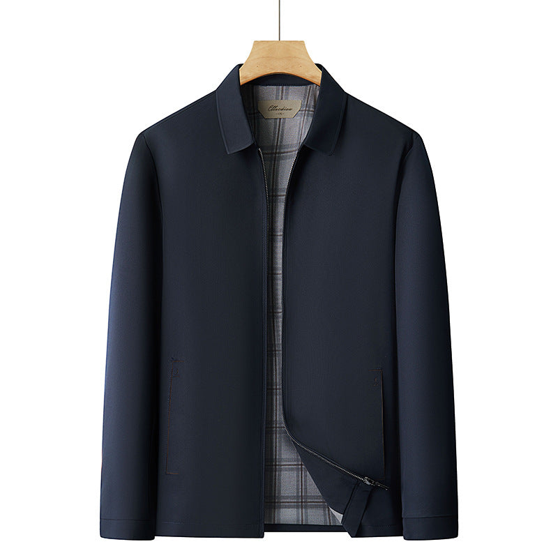 Men's lightweight transitional jacket with checked lining and concealed zipper Mune Fashion