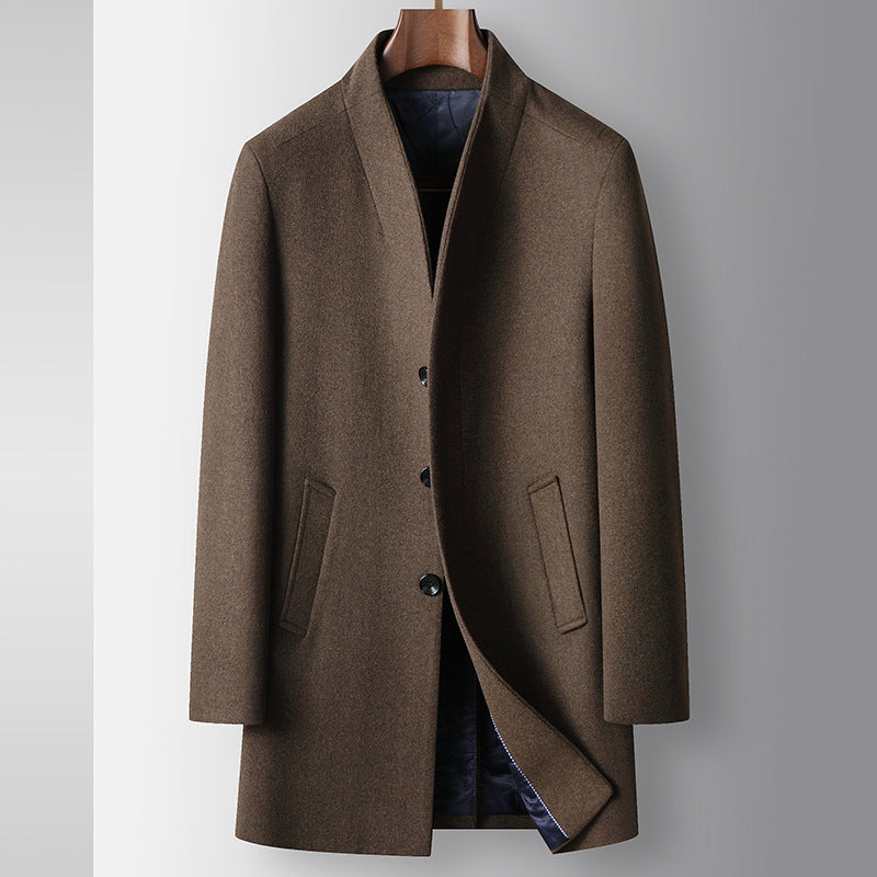 Men's coat made of wool blend with stand-up collar and light thermal lining Mune Fashion