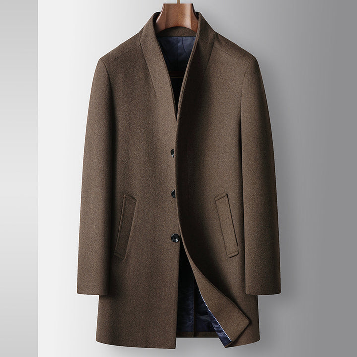 Men's coat made of wool blend with stand-up collar and light thermal lining Mune Fashion