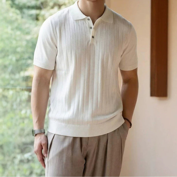 Men's High-Quality Short Sleeve Polo Shirt with Fine Structure Mune Fashion