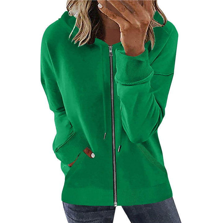 Women's hooded jacket with full zipper, kangaroo pockets and elastic cuffs Mune Fashion
