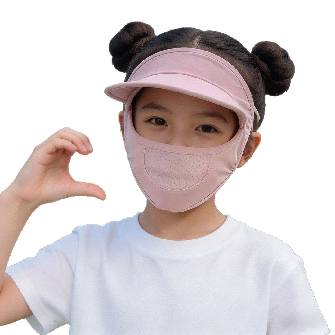 Women's sun protection visor with integrated breathable face mask and adjustable neck draw Mune Fashion