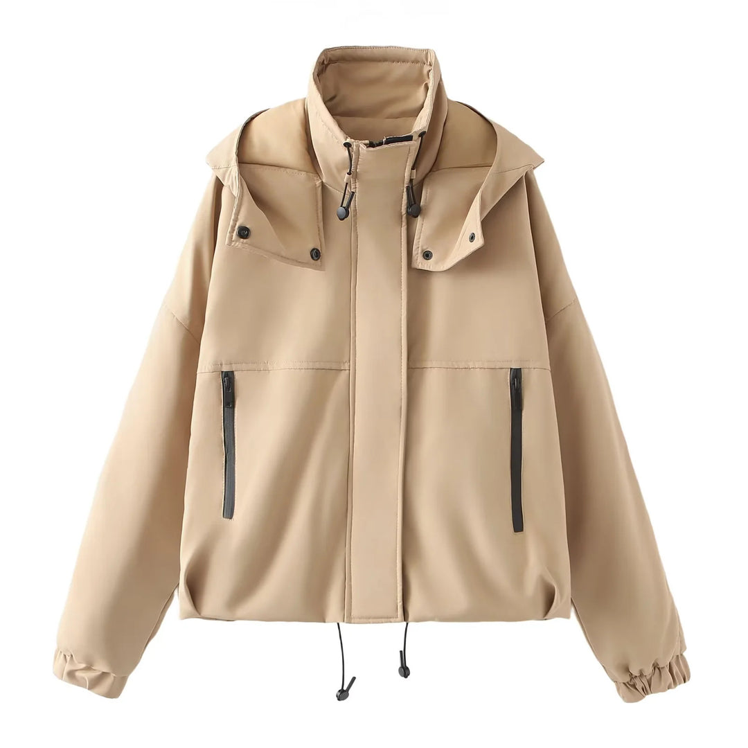 Women's short padded hooded jacket with wide boxy cut and elastic hem Mune Fashion