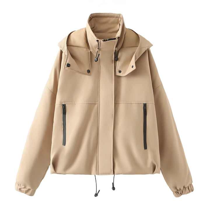 Women's short padded hooded jacket with wide boxy cut and elastic hem Mune Fashion