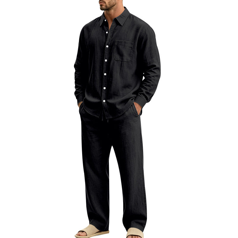 Men's Relaxed Linen Shirt and Wide Loungewear Pants Mune Fashion