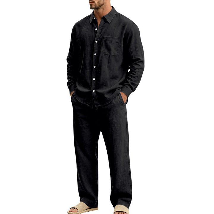 Men's Relaxed Linen Shirt and Wide Loungewear Pants Mune Fashion