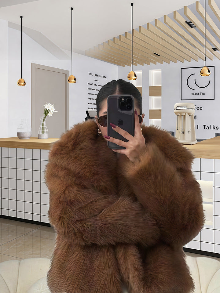 Mune | Women's Faux Fur Jacket with Luxurious Cut and Wide Collar