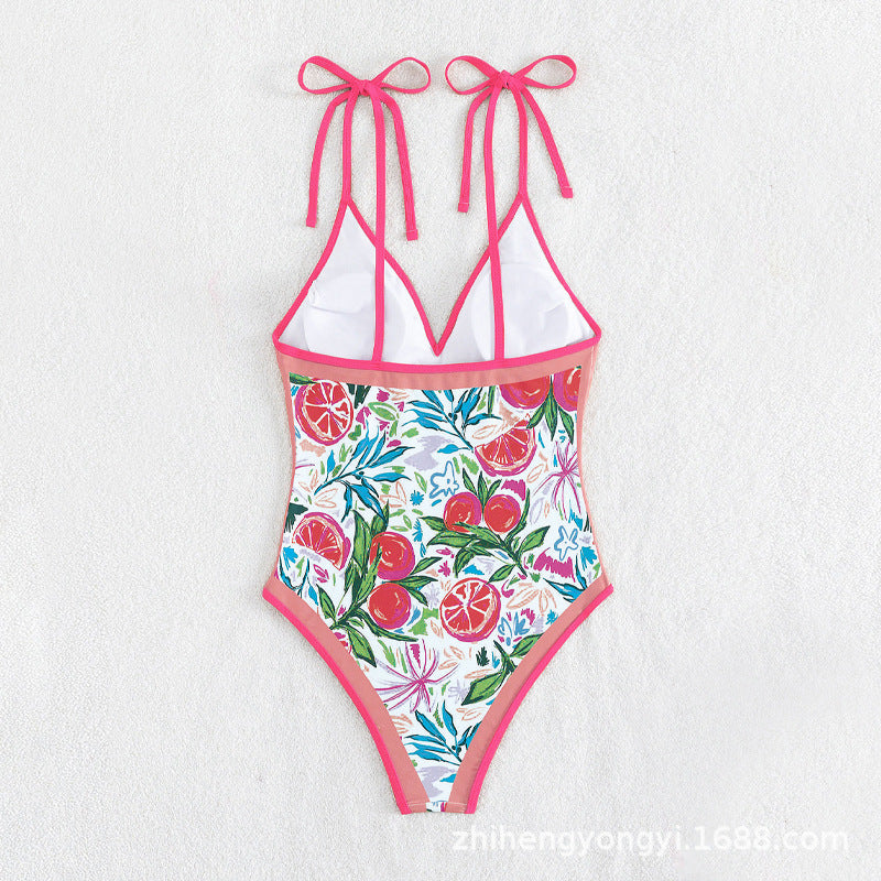 Women's One-Piece Swimsuit with Fruity Design and Adjustable Straps Mune Fashion