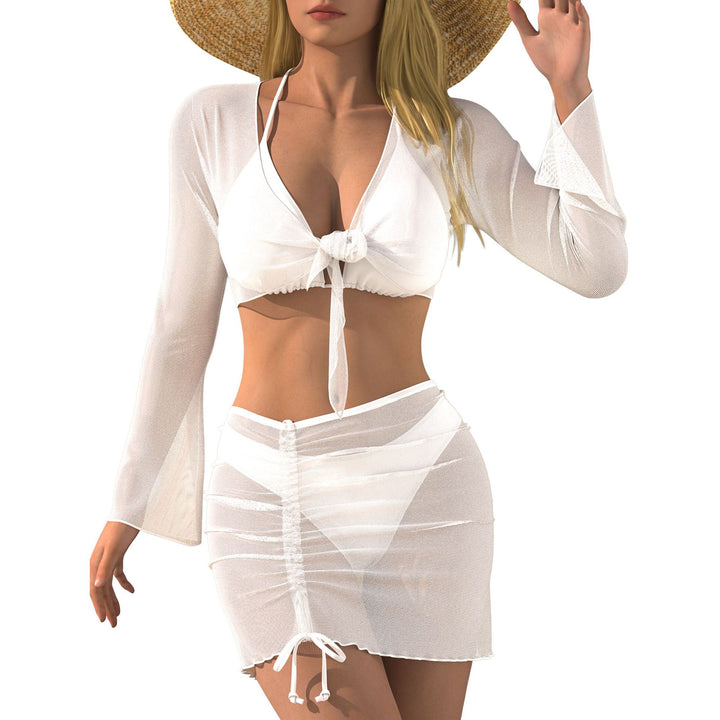 Women's Beach Outfit with Transparent Blouse Mune Fashion