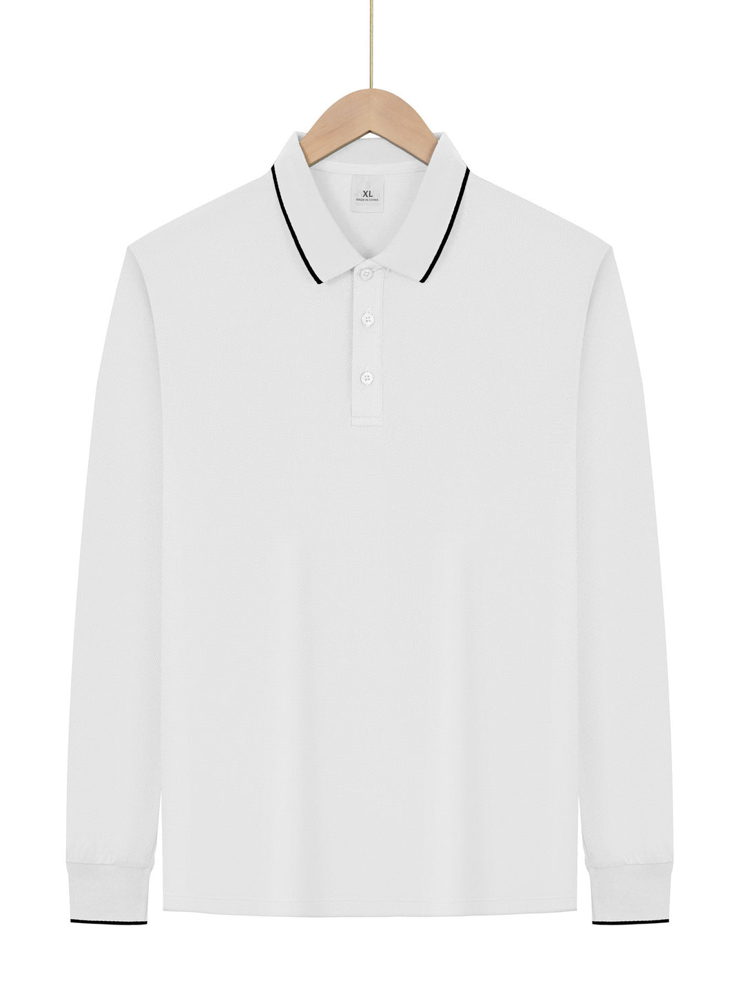 Men's Long Sleeve Pique Polo with Contrasting Collar and Cuffs Mune Fashion
