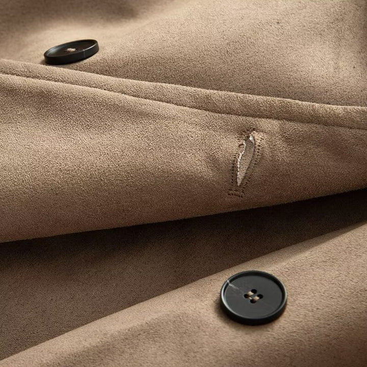 Women's short trench coat in suede-look velvet with tie belt Mune Fashion