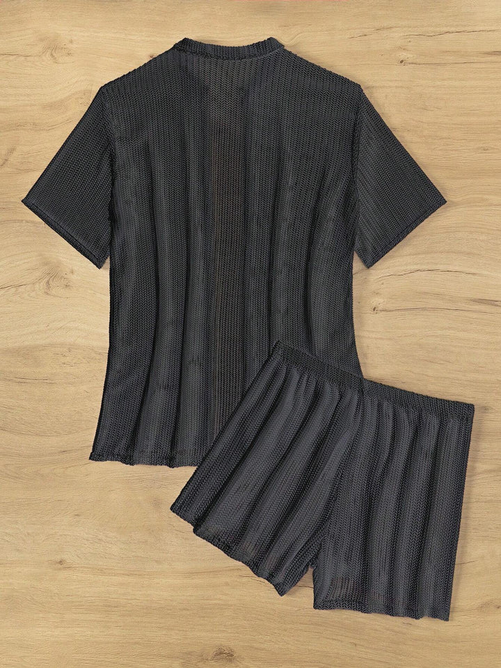 Women's Sporty Short Sleeve Set with Breathable Structure Mune Fashion