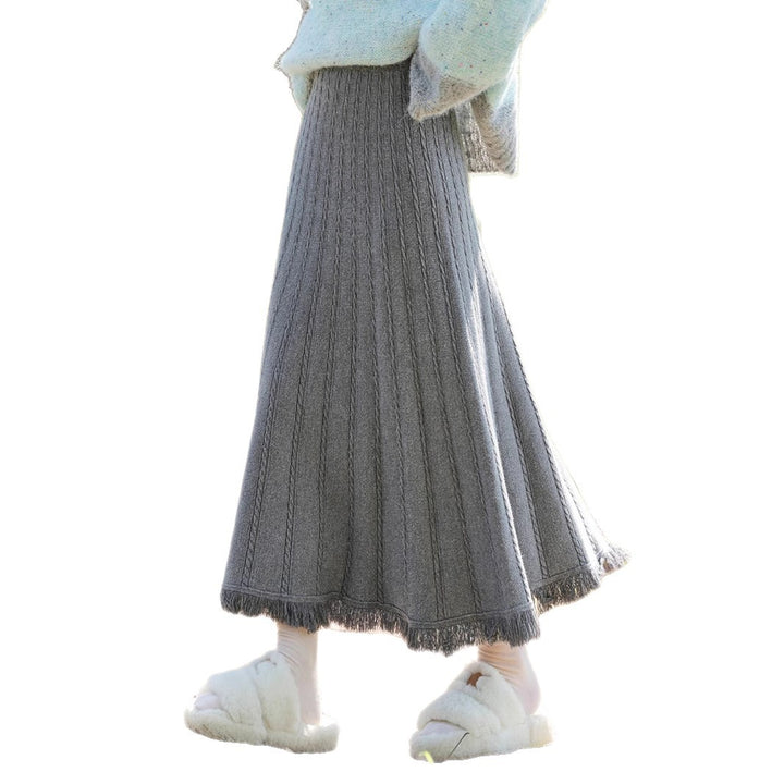 Ladies Long Pleated Skirt with Fringes Mune Fashion