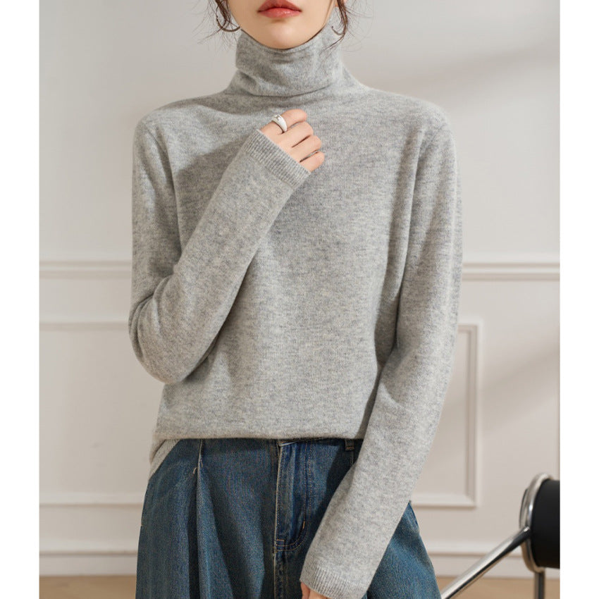 Women Lightweight Cashmere-Mix Turtleneck Sweater with Fine Soft Finish and Slim Silhouette Mune Fashion