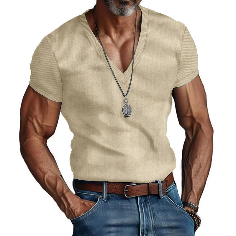 Men's Short Sleeve V-Neck T-Shirt Mune Fashion