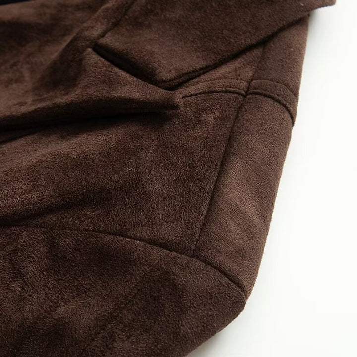 Women Tailored Blazer in Velvet Look with Double Button Closure and Wiener Seams Mune Fashion