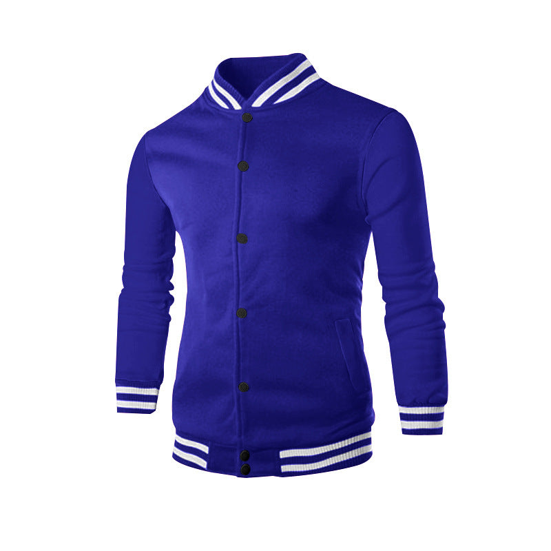Men's slim college jacket in college style with snap button placket and contrasting ribbed cuffs Mune Fashion