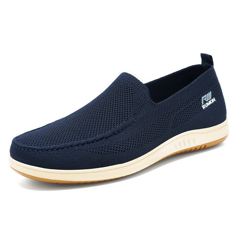 Men's lightweight mesh moccasin slipper with seamless knit upper, memory comfort insole, and slip-resistant flex sole Mune Fashion