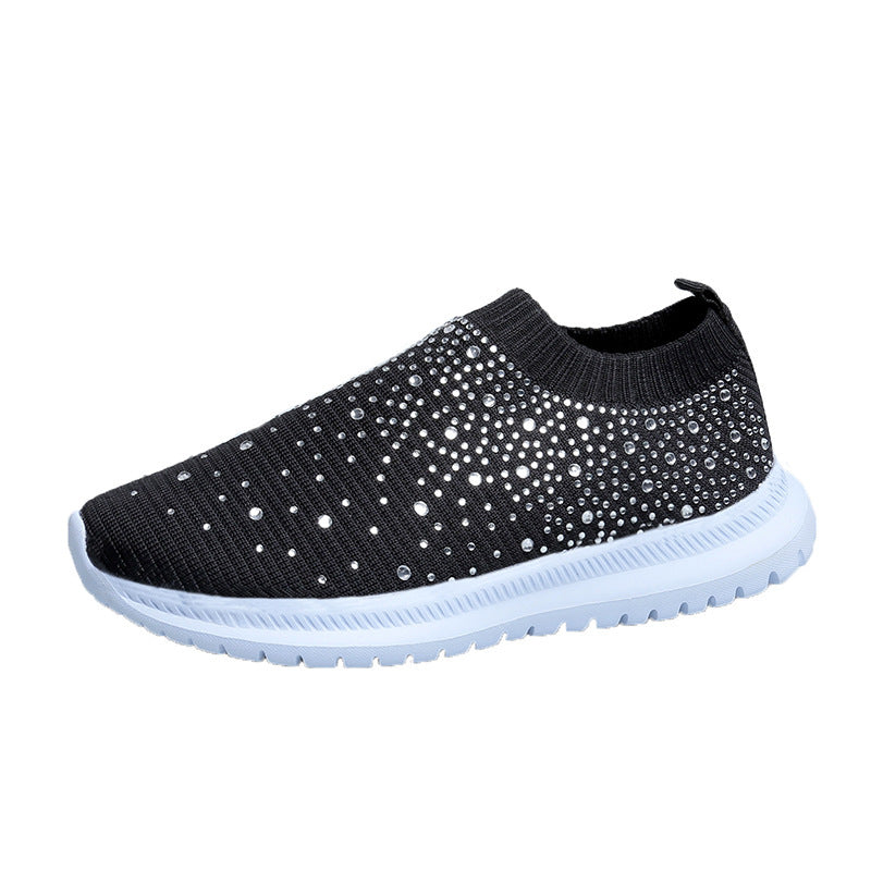 Women’s knitted slipper sneaker with rhinestone embellishment and flexible comfort sole Mune Fashion