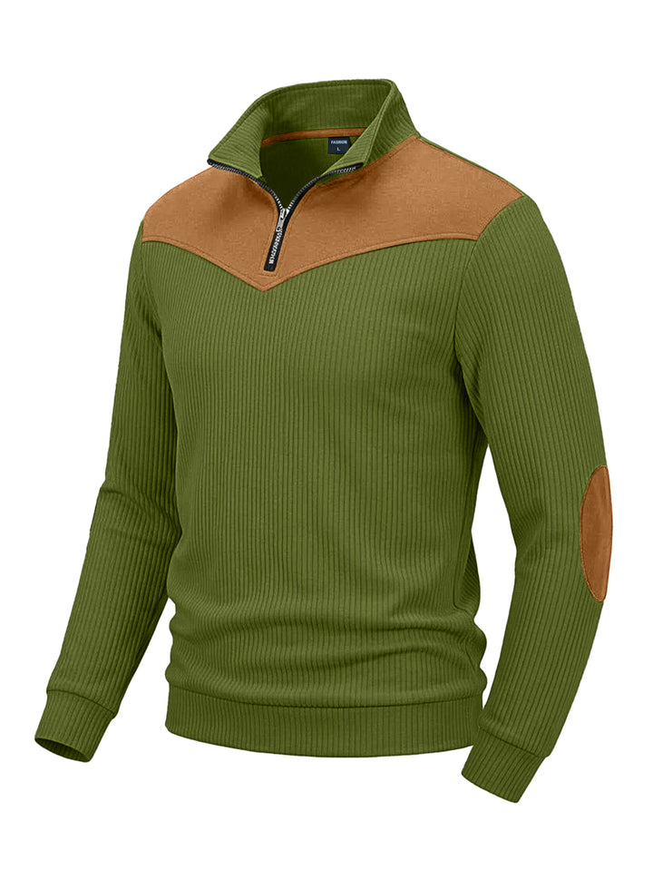 Men's knit sweater with turtleneck, ribbed structure and elbow patches Mune Fashion