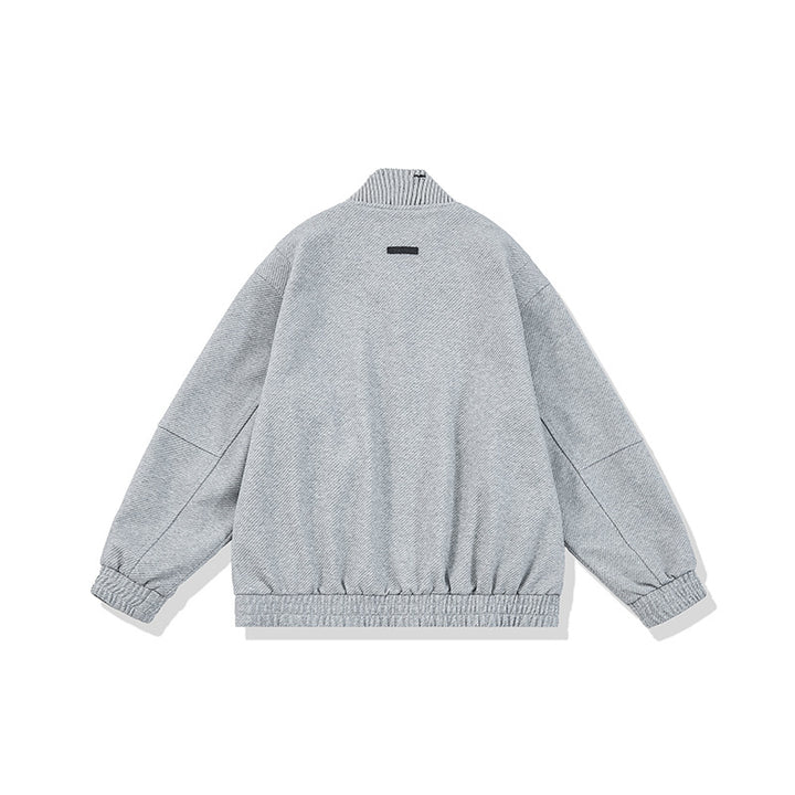 Unisex Boxy Knit Mix Transition Jacket with High Ribbed Collar and Elastic Hem Mune Fashion