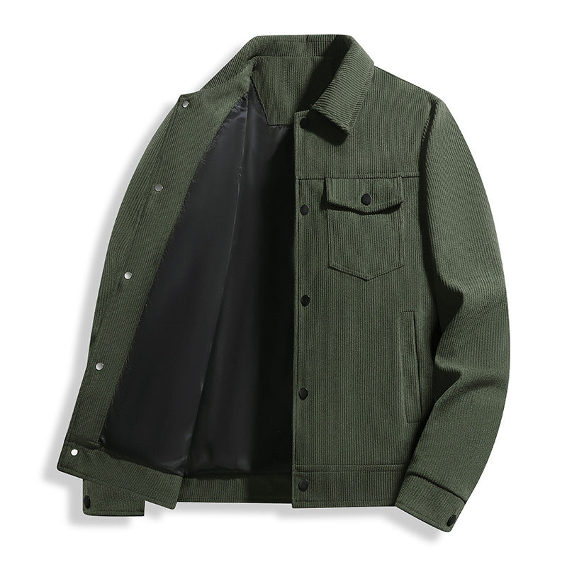 Men's Corduroy Trucker Jacket with Thermal Lining & Snap Button Front Mune Fashion