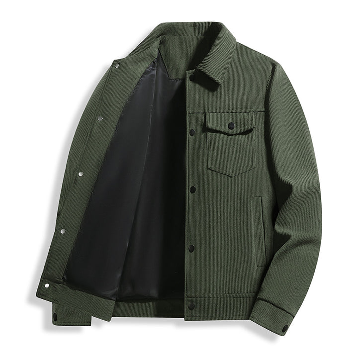 Men's Corduroy Trucker Jacket with Thermal Lining & Snap Button Front Mune Fashion