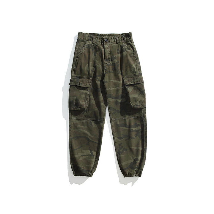 Men's Tactical Cargo Jogger Pants with Elastic Ankle Cuffs, Multiple Flap Pockets and Camouflage Pattern Mune Fashion