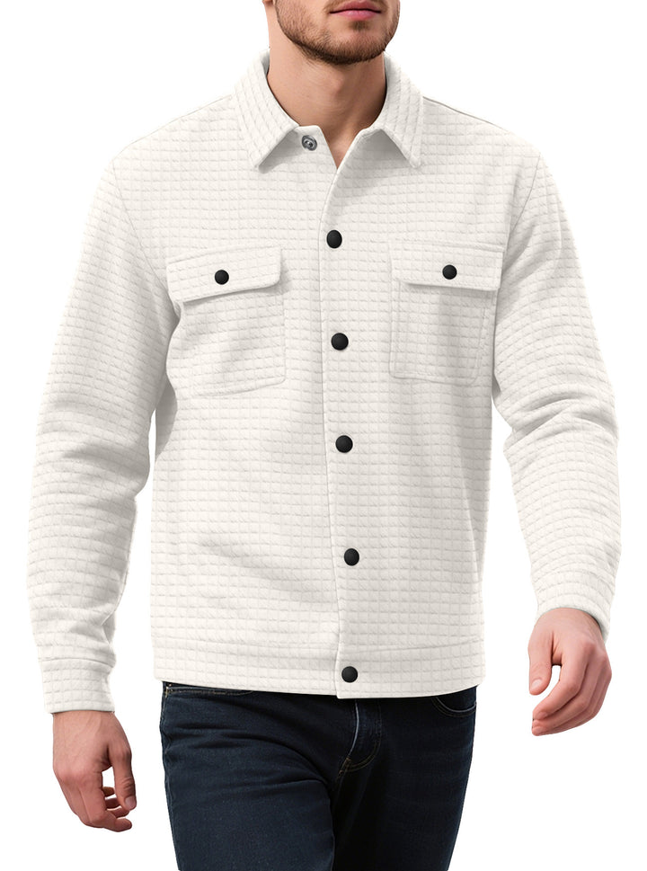 Men's shirt jacket with square quilted structure, snap front and chest flaps Mune Fashion