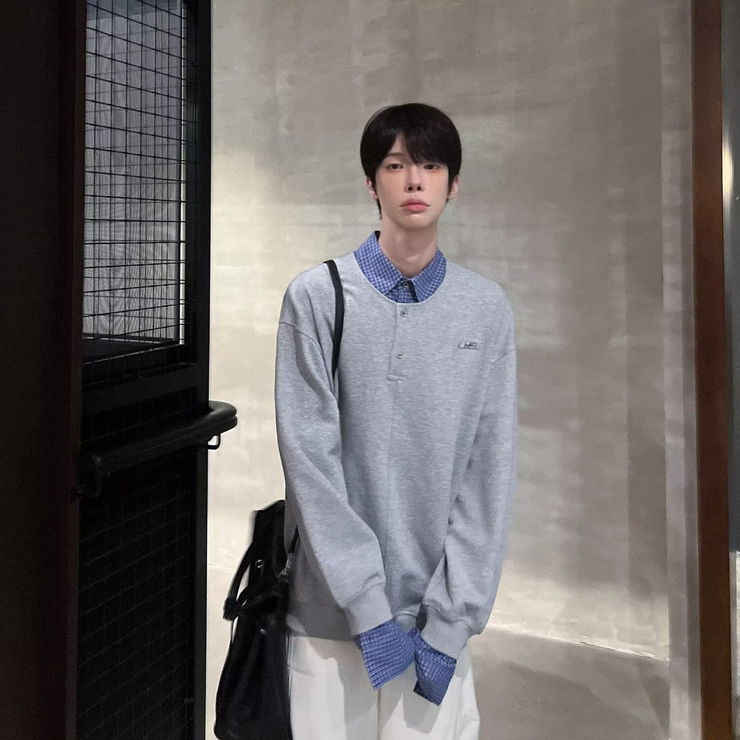 Men's Casual Oversized Sweater with Collar Mune Fashion