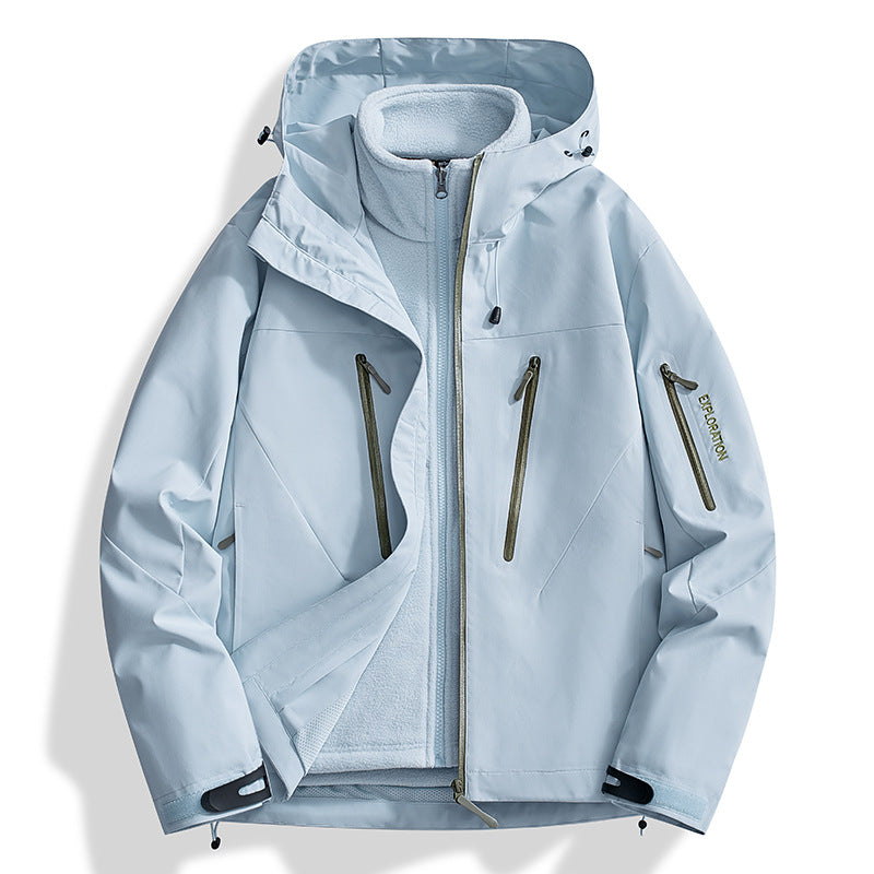 Men's two-in-one softshell outdoor jacket with detachable fleece inner jacket and waterproof zippers Mune Fashion
