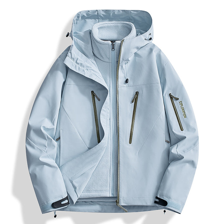 Men's two-in-one softshell outdoor jacket with detachable fleece inner jacket and waterproof zippers Mune Fashion
