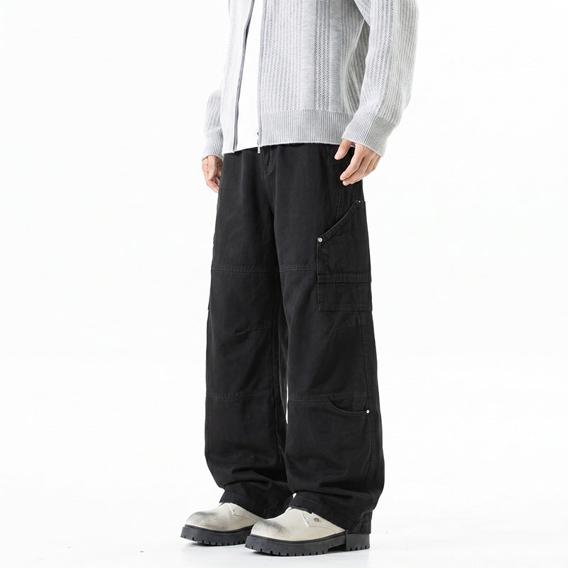 Damen Weite Utility-Cargo-Hose mit elastischem Bund, Multifunktionstaschen und Workwear-Details Mune Fashion