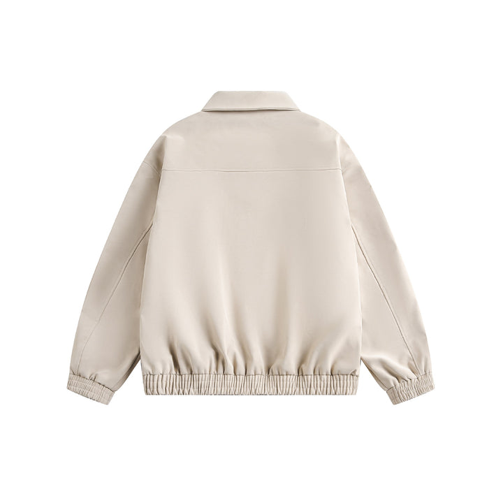 Women's short cut boxy transitional jacket with shirt collar and elastic hem Mune Fashion