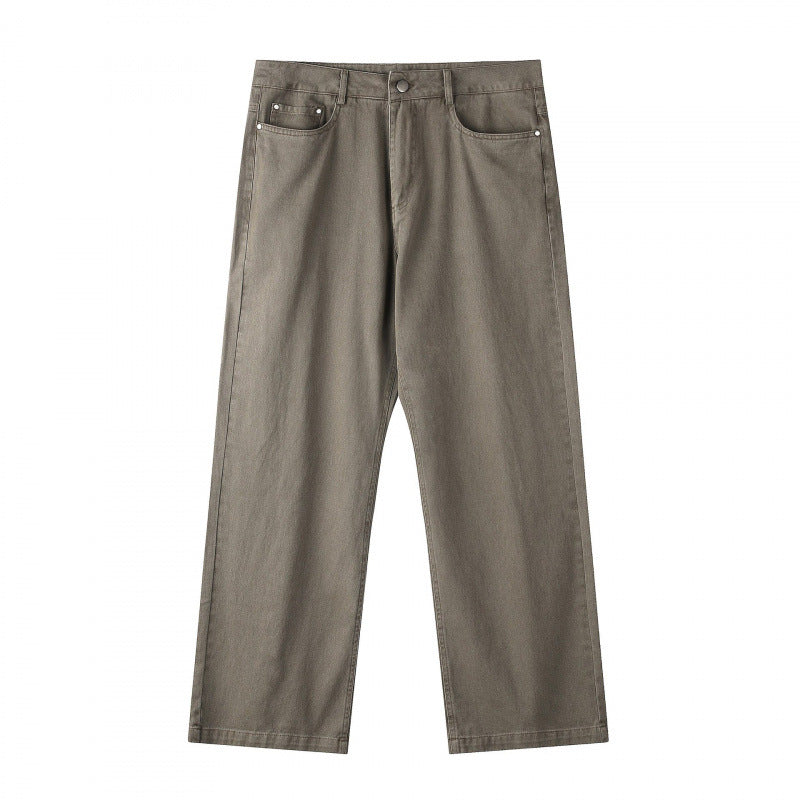 Men's wide straight-cut denim jeans with a high waist and five-pocket design Mune Fashion