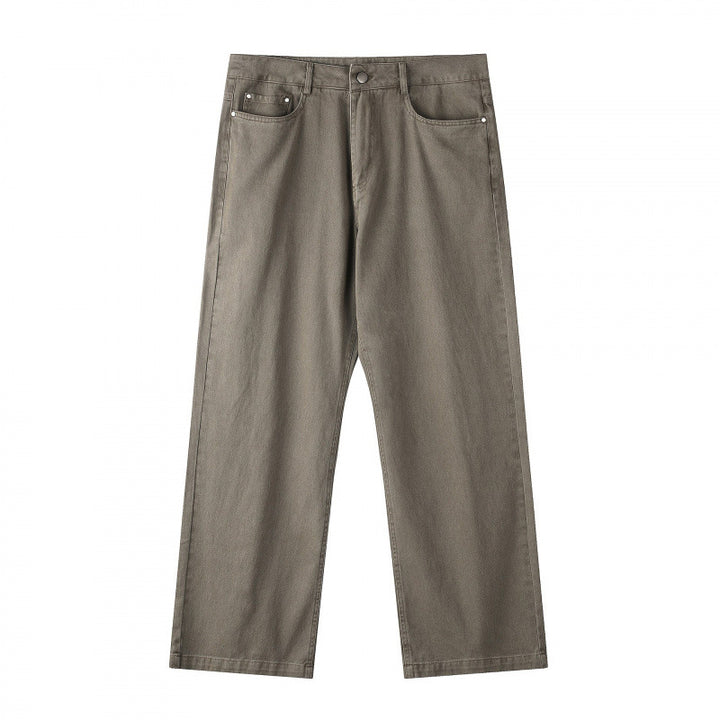 Men's wide straight-cut denim jeans with a high waist and five-pocket design Mune Fashion