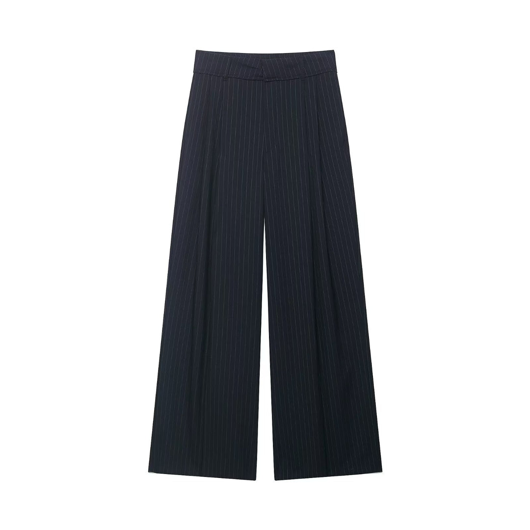 Women's high-waisted wide palazzo pants with pleats and elegant drape Mune Fashion
