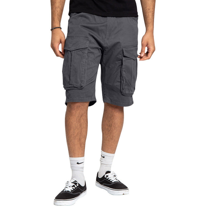 Men's cargo shorts with large flap pockets, straight leg, and loose knee length Mune Fashion